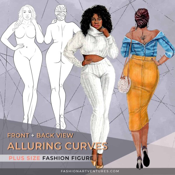 Alluring Curves Plus Size croqui front and back view