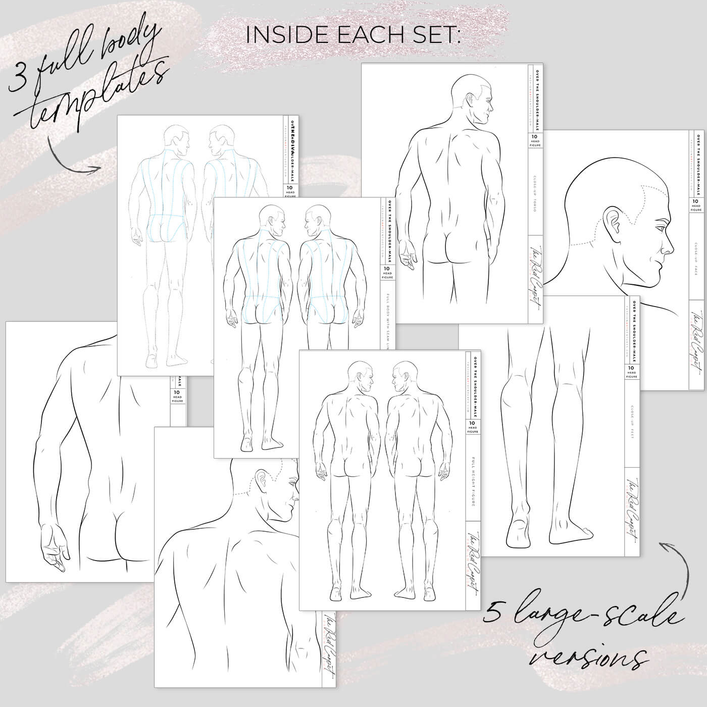 male body templates for designing clothes
