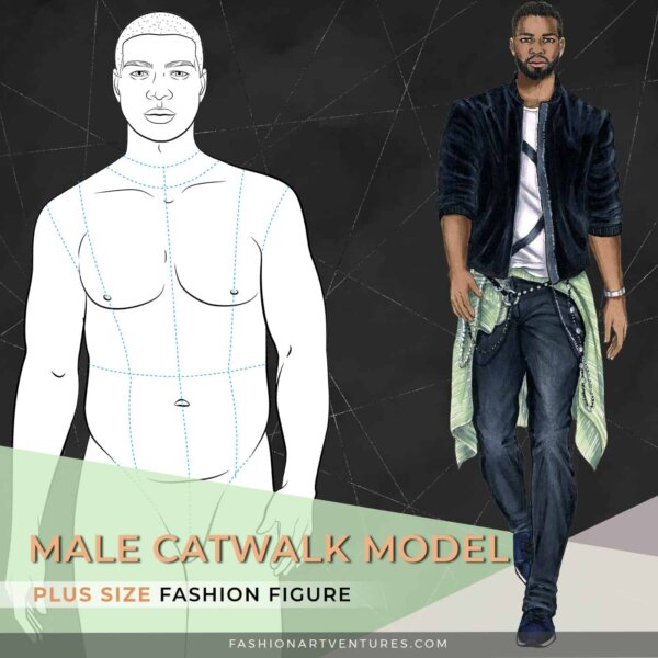 A male model walking in the classic runway pose