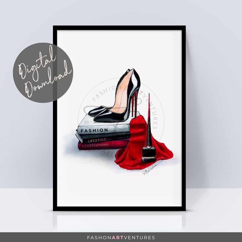 Black Heels - Fashion illustration | Art Print – Fashion ARTventures