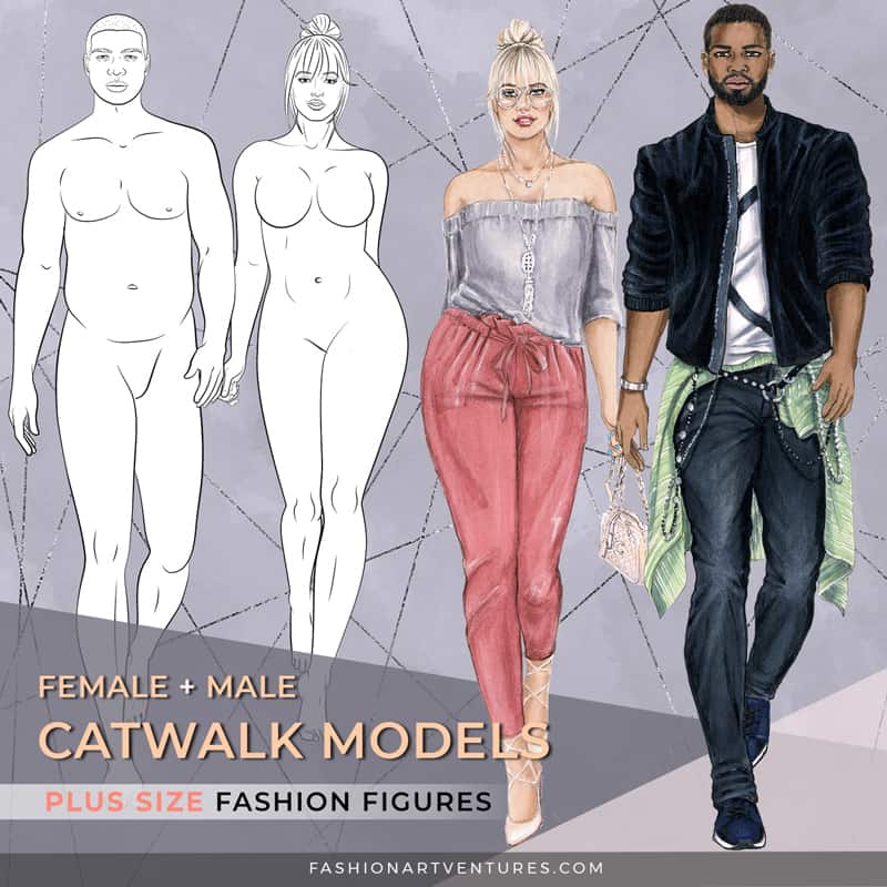 Fashion SketchBook: 100 Large Male Figure Templates With 10 Different Poses  for Easily Sketching Your Fashion Design Styles (Paperback)